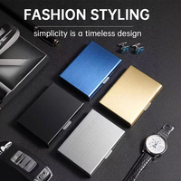 Dompet ramping Logo kustom Pop up logam Aluminium kosong pemegang kartu bisnis pemblokir Rfid ukiran Laser untuk pria