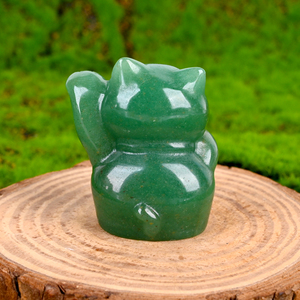 Vente en gros de sculptures en pierre de cristal naturel, Maneki-neko, chat porte-bonheur japonais, pour la décoration - Product Image 3