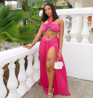 En Stock, Ensemble Deux Pièces Femme Halter Neck et Jupe Longue avec Haut de Bikini Bandeau – Tenue de Plage Tendance Grandes Tailles S-2XL