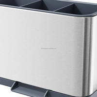WIREKING Organisateur d'évier moderne avec porte-brosse et porte-éponge auto-drainant pour rangement de cuisine et outils de comptoir