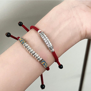 925 Sterling <b>Silver</b> Red Rope Bracelet For Women With Buddha Charm And <b>Beads</b> Gift For Zodiac Year Horse Style Jewelry - Product Image 1