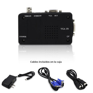 Adaptateur convertisseur vidéo S-Video vers VGA avec tous les câbles nécessaires inclus pour la sortie de signal des appareils anciens vers un écran moderne - Product Image 1