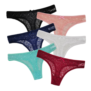 Slip perizoma in pizzo sexy <span class=keywords><strong>di</strong></span> alta qualità per donna con inserto in cotone traspirante, vita bassa, senza cuciture, invisibili. - Product Image 1