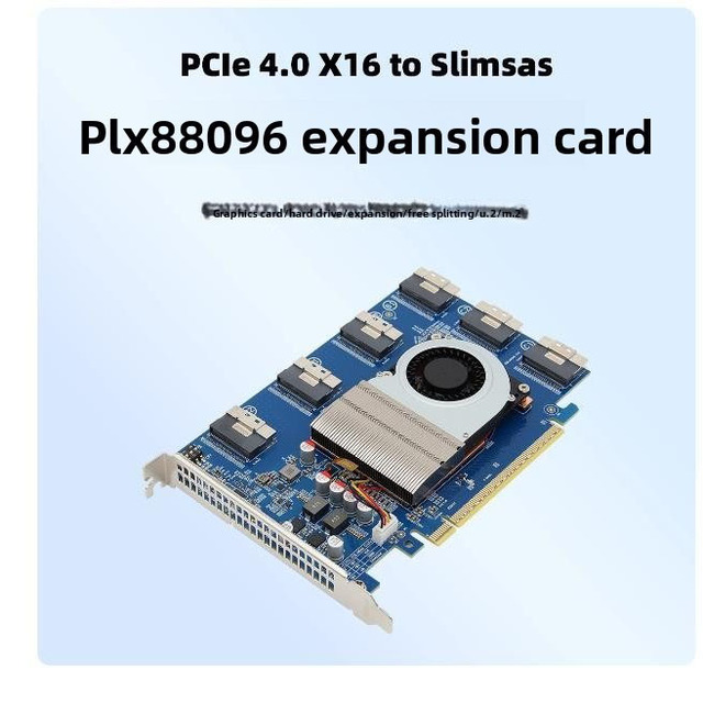Plc Pex88096 Plx88096 Expansion Card Pcie 4.0 X16 to 6*sff-8654 Slimsas 12*nvme U.2 Bulk Supply