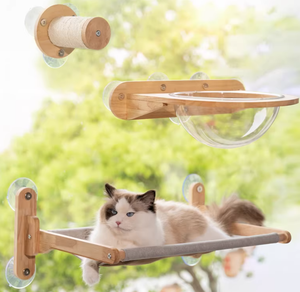 Juguete para gatos <span class=keywords><strong>DIY</strong></span> con ventosas fuertes, hamaca, estante de madera, perchero, cama para gatos en ventana, muebles - Product Image 5