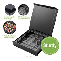 Boîtes en papier magnétiques en carton rigide de luxe noir personnalisé Stratification mate élégante avec texture pour le stockage du chocolat