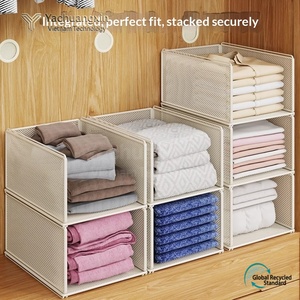 Mesh Storage <b>Basket</b> Rectangle 97cm x 40cm x 34cm <b>Stackable</b> Open Top Clothing Organizer Floor Standing Minimalist Design - Product Image 3