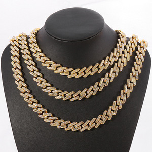 18K chapado en oro Iced Out HipHop hombres cristal diamante Rhinestone grueso Miami cubano enlace cadena collar - Product Image 1