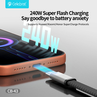 Cable de Datos PD al por Mayor, 2M 240W PD 3.1 USB C a C, Carcasa de Aluminio, Cable Trenzado, 480Mbps, E-Marker, Cargador Rápido CB-43
