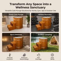 Baignoire isotherme en bois Ploutara 50 mm avec revêtement en acier inoxydable 304 pour bain de glace 48H, récupération d'athlètes, bien-être, extérieur, moderne