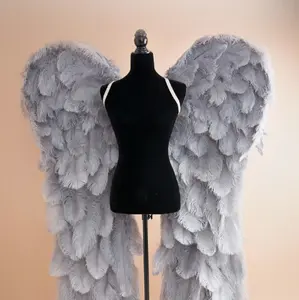 Vente en gros de véritables ailes d'ange en plumes d'autruche pour adultes, longues, bleues, roses, noires et blanches, pour les fêtes.