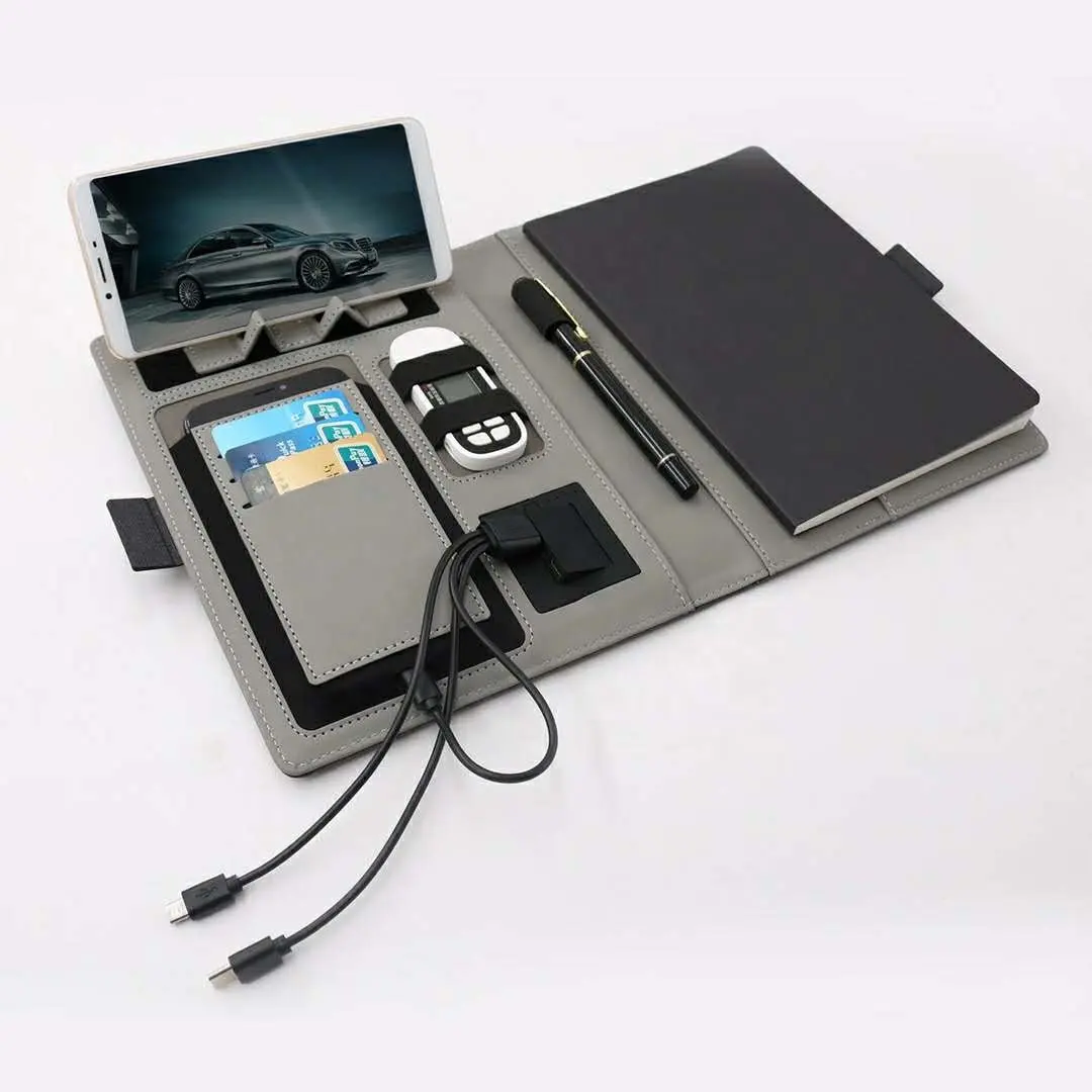 Custom Power Bank Notebook With Phone Holder And Phone Holder Promotion Company Office Supplies