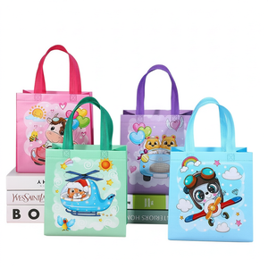 Sacs cadeaux en PP non tissé à imprimé animal mignon, sacs fourre-tout écologiques réutilisables pour les cadeaux de fête pour enfants et les petits cadeaux - Product Image 1