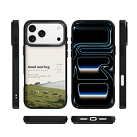 Coque de téléphone AG Feeling Black Edge avec motif paysage de voyage doré pour iPhone 17, 17 Pro Max, 16 Pro, 15, 15 Pro Max – Coque magnétique
