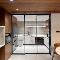 Portes coulissantes en verre à cadre fin pour maison, porte coulissante triple rail en aluminium sur mesure, verre trempé pour villa, rénovation d'appartement