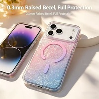 Coque de téléphone antichoc style Ins IMD avec cadre perlé irisé et paillettes dégradées pour iPhone 18 Pro Max 17 Pro 16 15 14 13