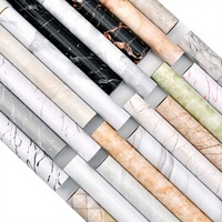 Wallpaper Perekat Diri Motif Marmer Tahan Air dan Minyak untuk Renovasi Lemari Perabot Dapur, Film Dekoratif PVC, Kertas Kontak