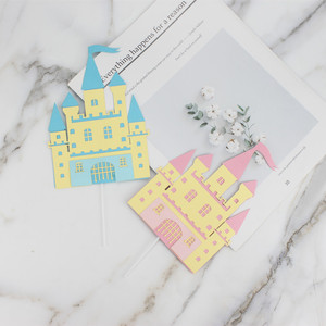 Cartoon Fairy Tale 3D Castle Cake Toppers Paper Die Cut Birthday Party Decorations Double Layer Princess Prince Theme - Product Image 3