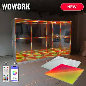 WOWORK Vente flash Panneau lumineux personnalisé en métal fer forgé pour <span class=keywords><strong>DJ</strong></span>, mariage, piste de danse LED, effet miroir infini 3D magnétique pour photomaton - Product Image 1