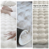 Tapis moderne en fausse fourrure de lapin blanc moelleux, fabriqué à la machine, grand tapis beige en peluche douce, tapis sur mesure