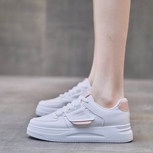 Women's Lightweight <b>White</b> Casual Chunky Sneakers Thick Sole Mesh Lining EVA Rubber Outsole Toe <b>Lace</b>-Up All Seasons - Product Image 2