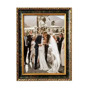 Хит продаж, 2024 классическая фоторамка в стиле барокко, новый дизайн, Золотая свадебная декоративная картина из металла в стиле ретро