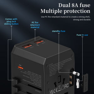 Wontravel多功能插头插座世界旅行适配器2 USB国际适配器30W PD快速充电器 - Product Image 5
