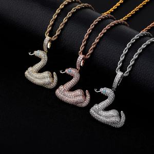 Nieuwe Hiphop Dier Slang Hanger Ketting Micro Pave Zirkonia Hanger Hiphop Mode Sieraden Cadeau Mannen Vrouwen Bling Sieraden - Product Image 1