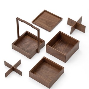 Caja de regalo de madera maciza cuadrada de 32 cm, caja de almacenamiento portátil de pino para té y pastel de luna, embalaje artesanal de estilo chino - Product Image 5