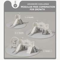 Structure de jeu multifonctionnelle en plastique HDPE pour enfants : toboggan, balançoire, panier de basket, tunnel et espace de rangement