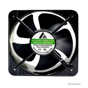 Ventilateur à cadre en aluminium, 200mm, CFM élevé, 200x200x60mm, 110V, 220V, 380V, 2650RPM, ventilateur Axial, 20060 Ac, ventilateur de refroidissement sans balais