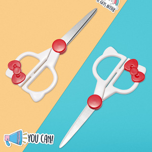 Student Scissors Stainless Steel White Red Bow Design For Art And Home Use - Product Image 2