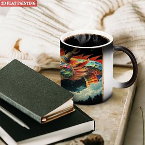 Taza Mágica Redonda Clásica de 11 oz, Cerámica Negra Esmerilada, Taza de Té que Cambia de Color con el Calor - Product Image 3