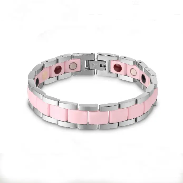 New fashion ladies health care ceramic bracelet stainless steel magnetic therapy jewelry