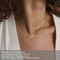 Collar de Acero Inoxidable con Nombre Personalizado, Colgante con Placa de Nombre, Gargantilla Dorada para Mujer