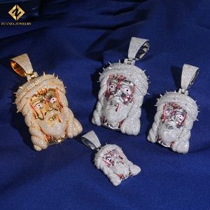 Colgante ZUANFA con Diseño Vintage de Rostro de Jesús, Plata 925 con Baño de Rodio, Moissanita, Estilo Religioso, Hip Hop - Product Image 2