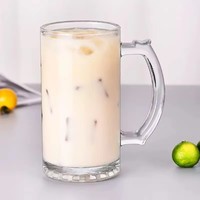 Mug à bière au design moderne, gobelet en verre transparent réutilisable, sans BPA, compatible micro-ondes, cadeau pour fête ou mariage