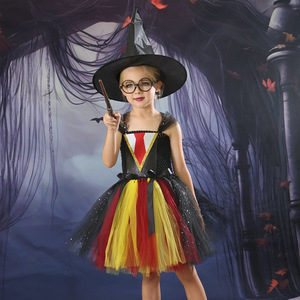 Disfraz de <span class=keywords><strong>Bruja</strong></span> Infantil para Halloween, Disfraz de Cosplay de Televisión y Cine para Niñas, Material de Poliéster, Tallas S-XXL - Product Image 4