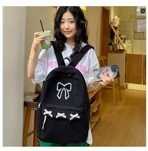 Sac à dos en velours côtelé pour fille, style INS, mignon et doux, avec broderie, sac à dos personnalisé, grande capacité, décontracté, voyage, étudiant - Product Image 3