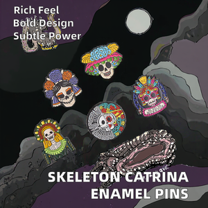 Spilla scheletro Catrina per il giorno dei morti De Los Muertos Festival messicano smalto risvolto distintivo gioielli tema amore per gli amici regali - Product Image 4