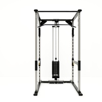Rack de Squat, Cage de Musculation, Lat Pulldown, Rameur Basse, Multifonction avec Système de Poulies à Câble, Commercial et Domestique, Tout-en-un pour Musculation