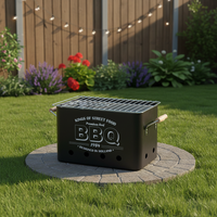 Barbecue au charbon de bois portable Kimleyda, design pliable en fer, style moderne, revêtement poudré, allumage électronique, dispositif de sécurité anti-flamme
