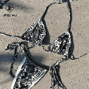 Traje de Baño para Mujer, Bikini Personalizado con Parches Bordados, Bikini de Cintura Alta, Traje de Baño, Bikini de Dos Piezas con Tiras, Conjunto de Bikini 2024 - Product Image 5