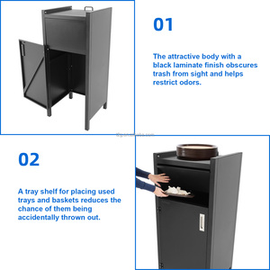 Contenedor de Basura Comercial Negro, Cubo de Basura, Bandeja de Reciclaje, Estación de Reciclaje con Acceso Frontal - Product Image 3