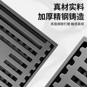 Desagüe de Piso Rectangular Personalizado en Gris Metálico, Roscado, Anticorrosión, Antiolores, para Baño - Product Image 1