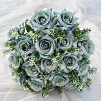 Großhandel 18 Köpfe Künstlicher Seidenrosenstrauß Echt Aussehende Blumen für Hochzeits-Tischdekoration Heim-DIY-Dekoration Großpackung