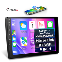 Podofo - Reproductor Multimedia para Auto de 9 Pulgadas y 2 Din, Reproductor MP5 con Carplay y Android Auto Inalámbricos, YouTube, BT, AM/FM/RDS, Venta al por Mayor OEM/ODM
