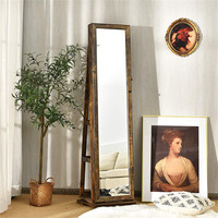Miroir de cabinet à bijoux sur pied en bois, miroir de cabinet à bijoux en bois pleine longueur