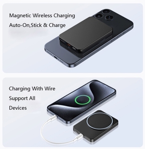 Banque d'alimentation sans fil magnétique pour carte de crédit 5000mAh Chargeur portable Nouveau Chargeur rapide mince en métal Magsaferred pour <span class=keywords><strong>iPhone</strong></span> - Product Image 4