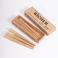 Cônes pré-roulés en papier brun non blanchi avec logo personnalisé, gomme arabique naturelle, emballage personnalisé OEM, 1000 pièces/boîte